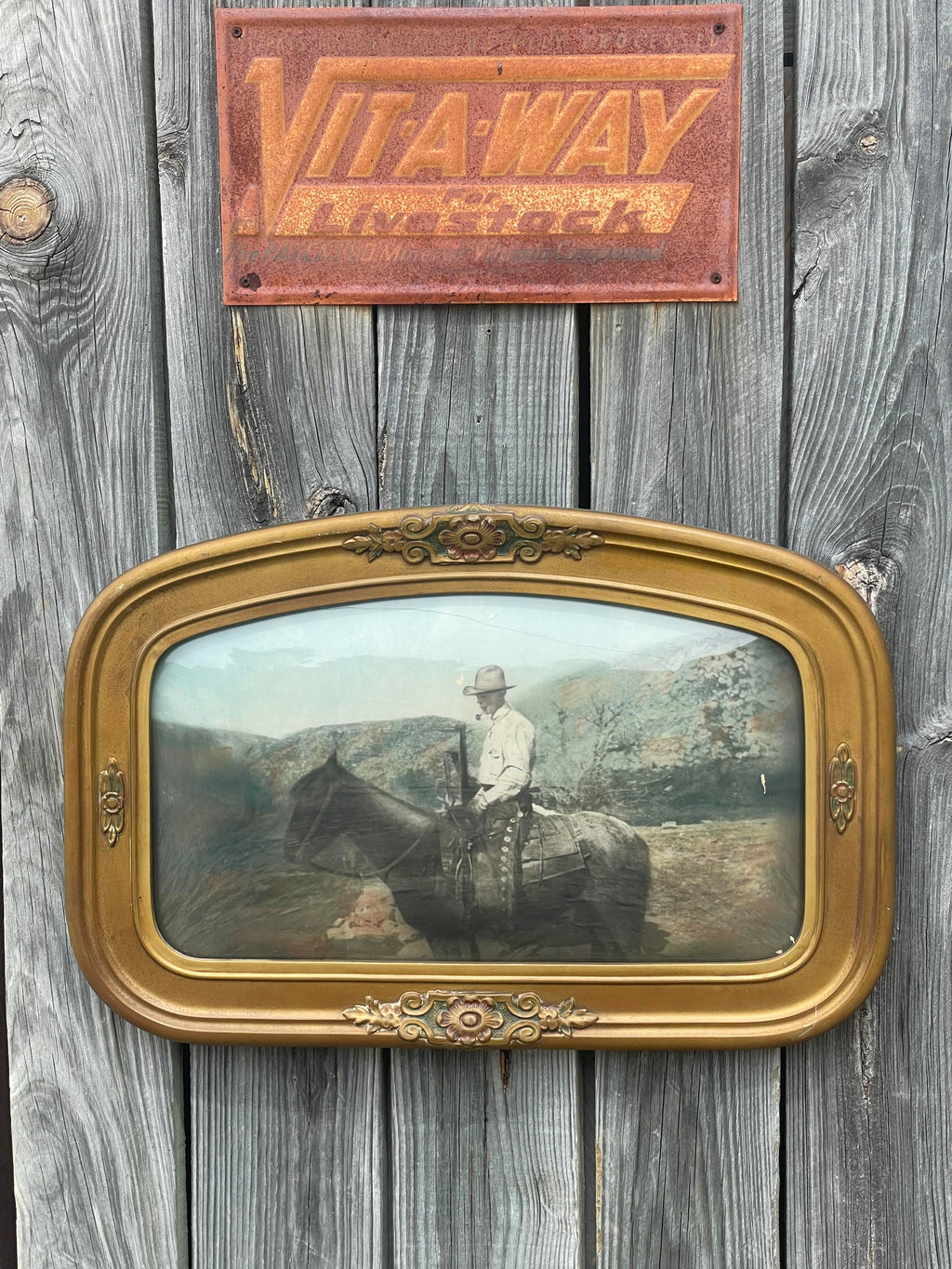 Antique Framed Cowboy Photo