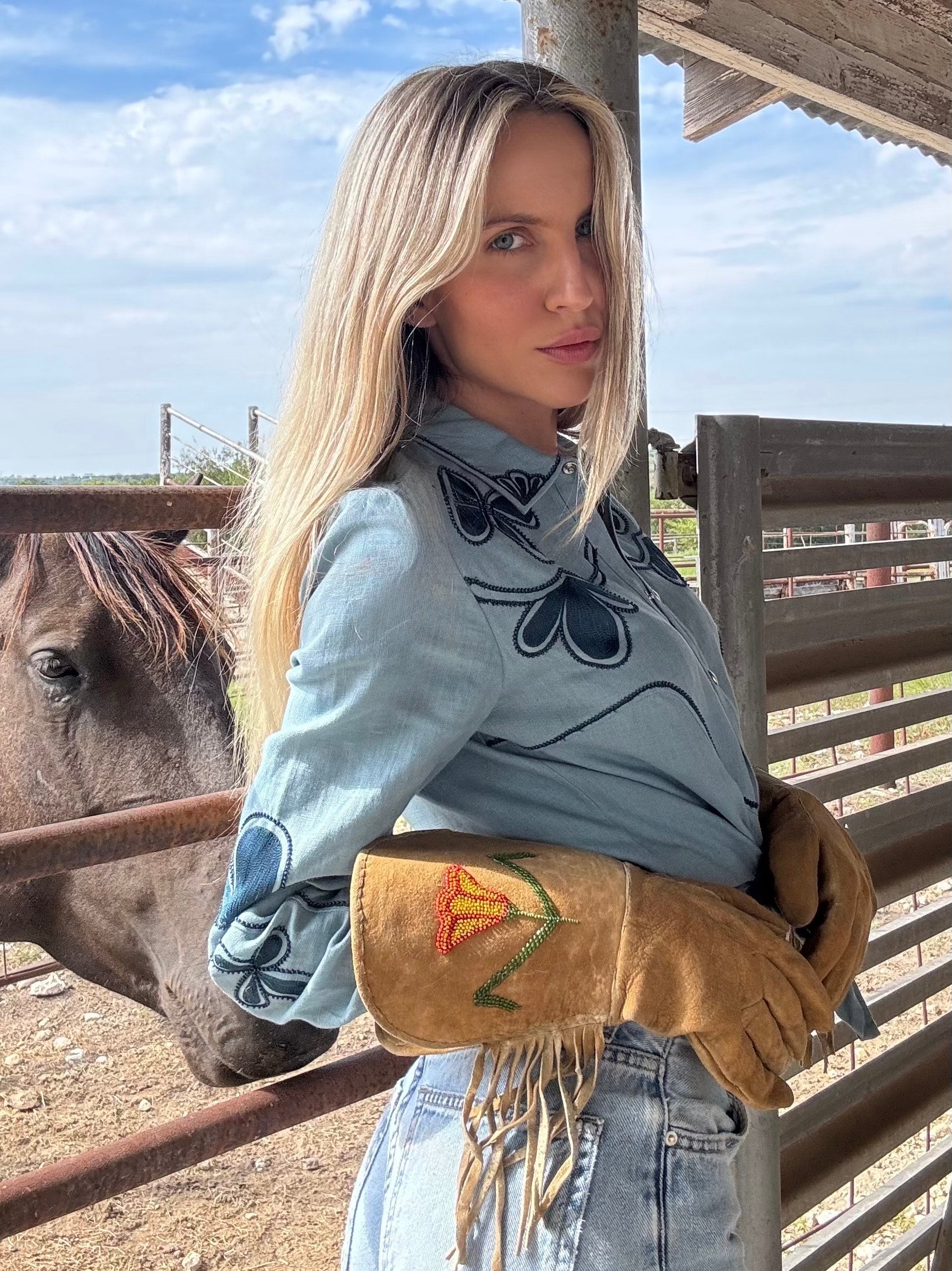 Vintage Moosehide Riding Gloved
