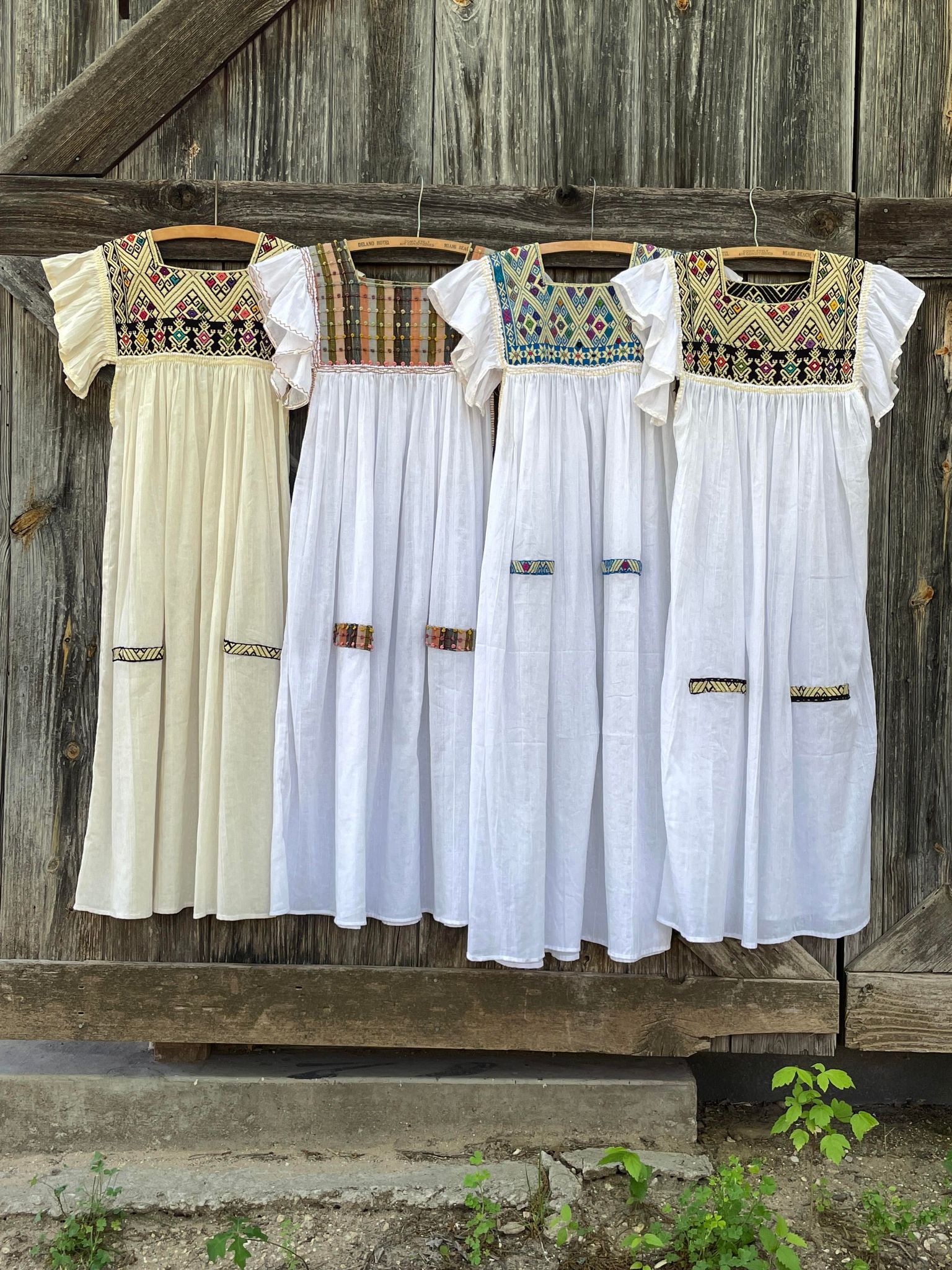 Handmade Chiapas Dress (White + Blue)