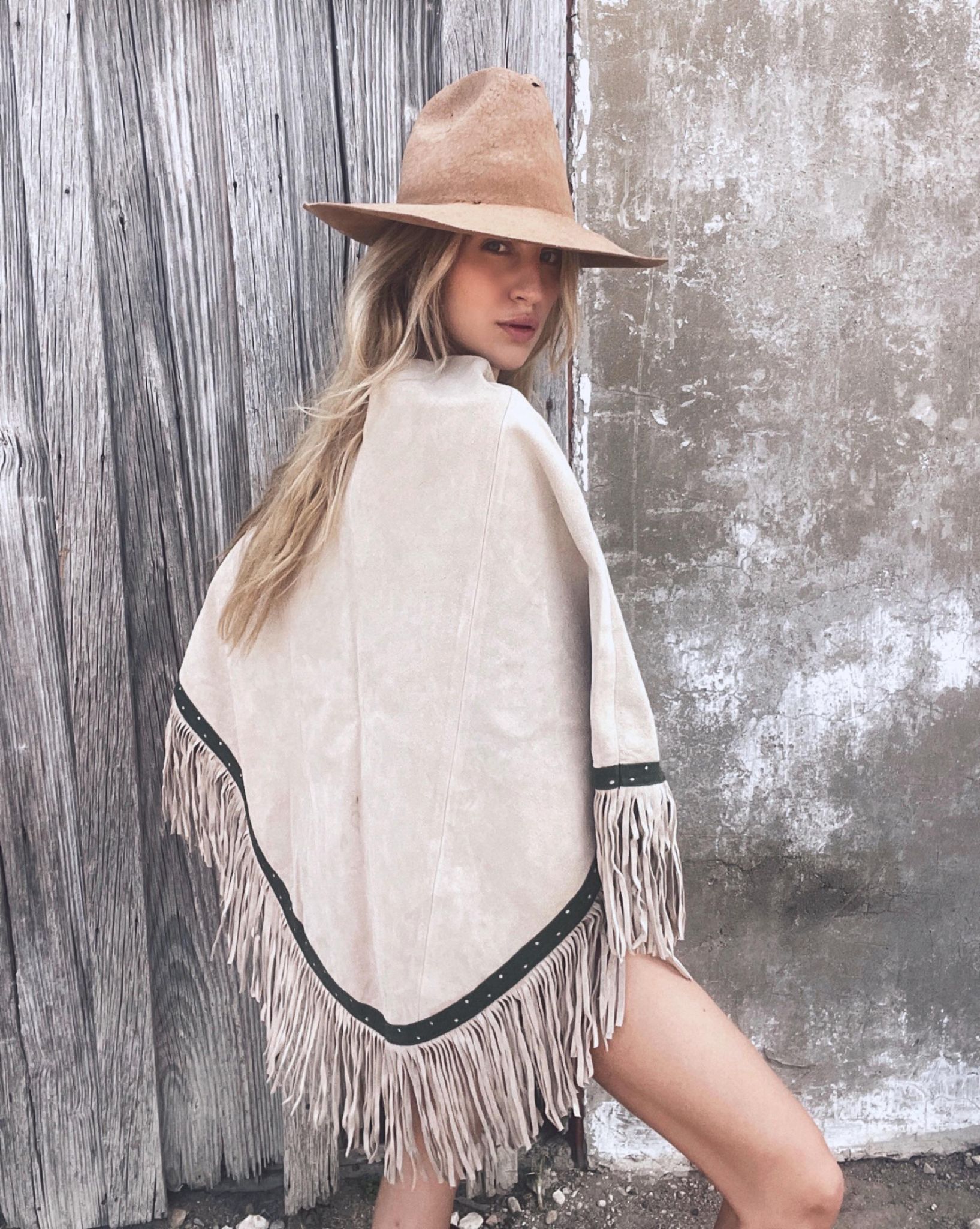Vintage Leather Poncho from Alaska
