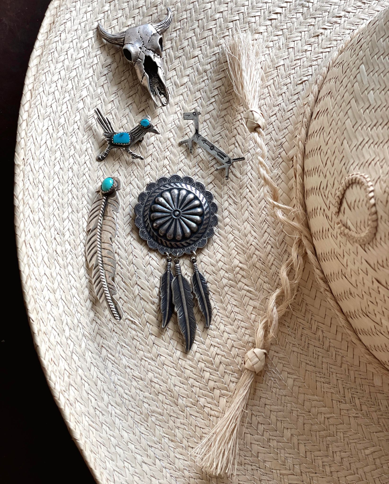 Vintage Concho Feather Hat Pin/Brooch