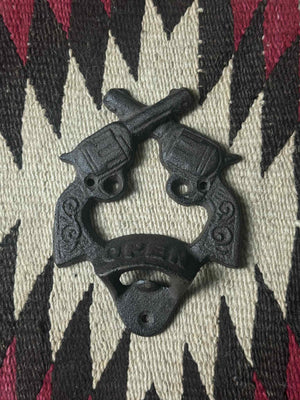 Cast Iron Crossed Pistols Bottle Opener