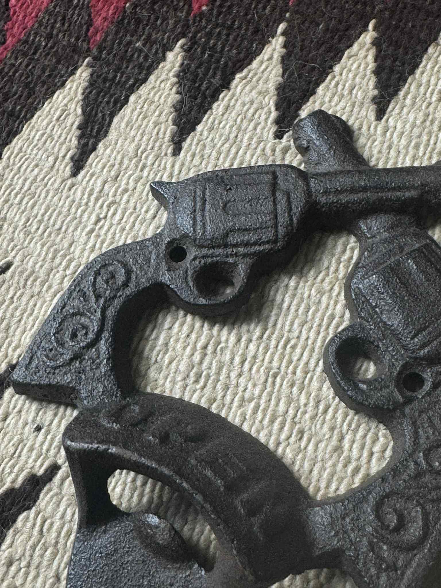 Cast Iron Crossed Pistols Bottle Opener