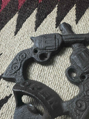 Cast Iron Crossed Pistols Bottle Opener