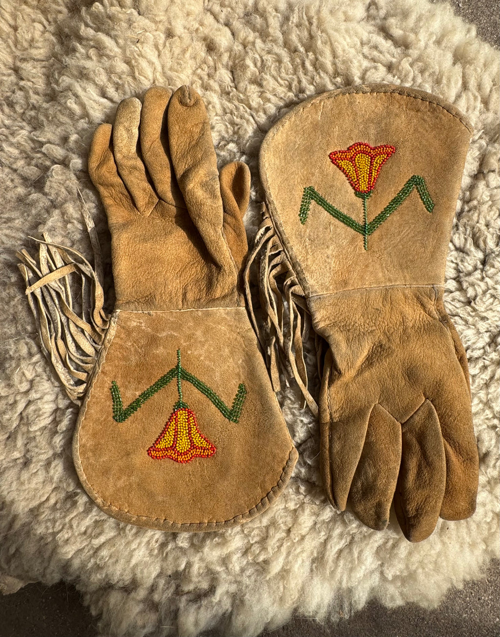 Vintage Moosehide Riding Gloved