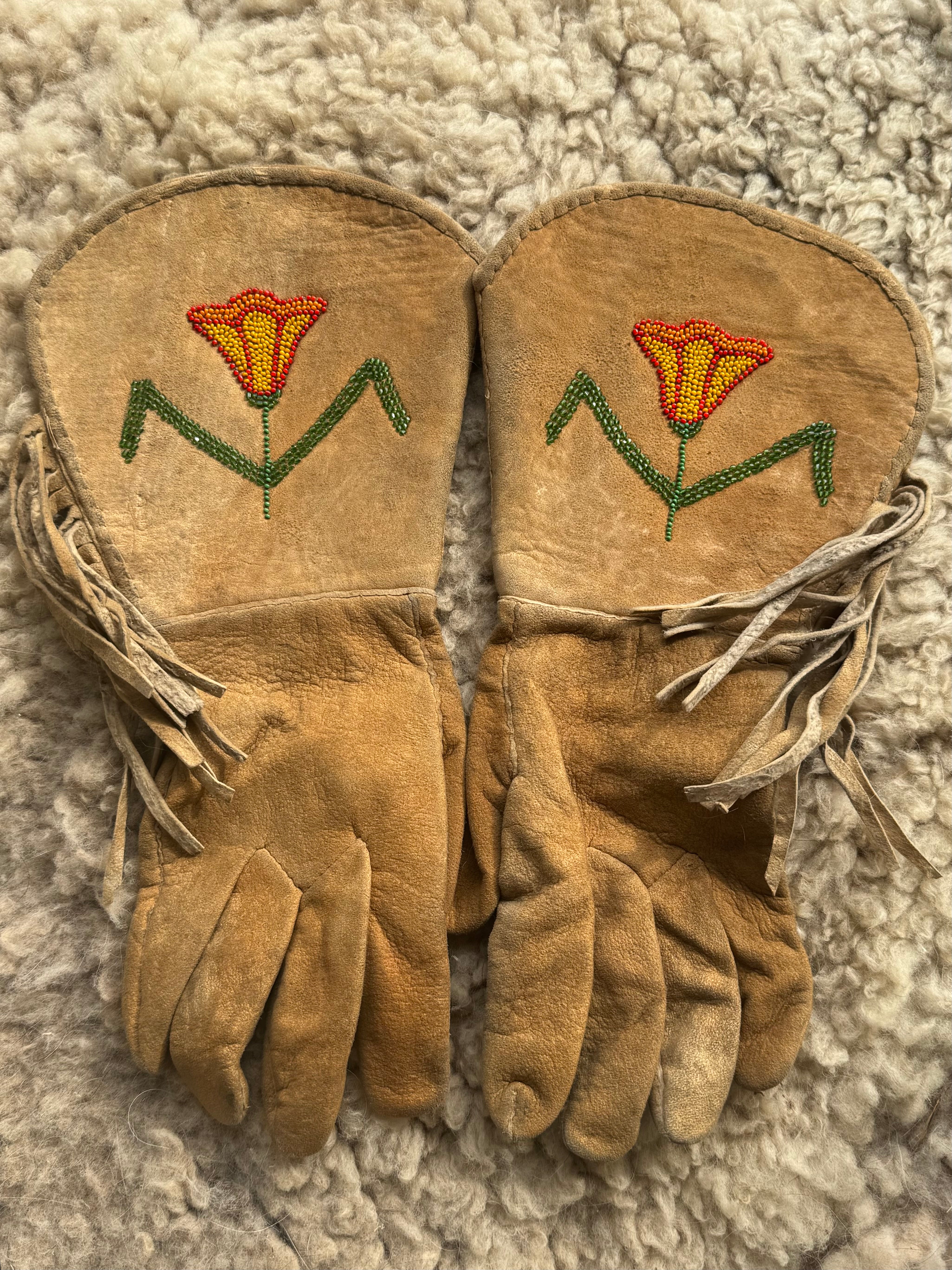 Vintage Moosehide Riding Gloved