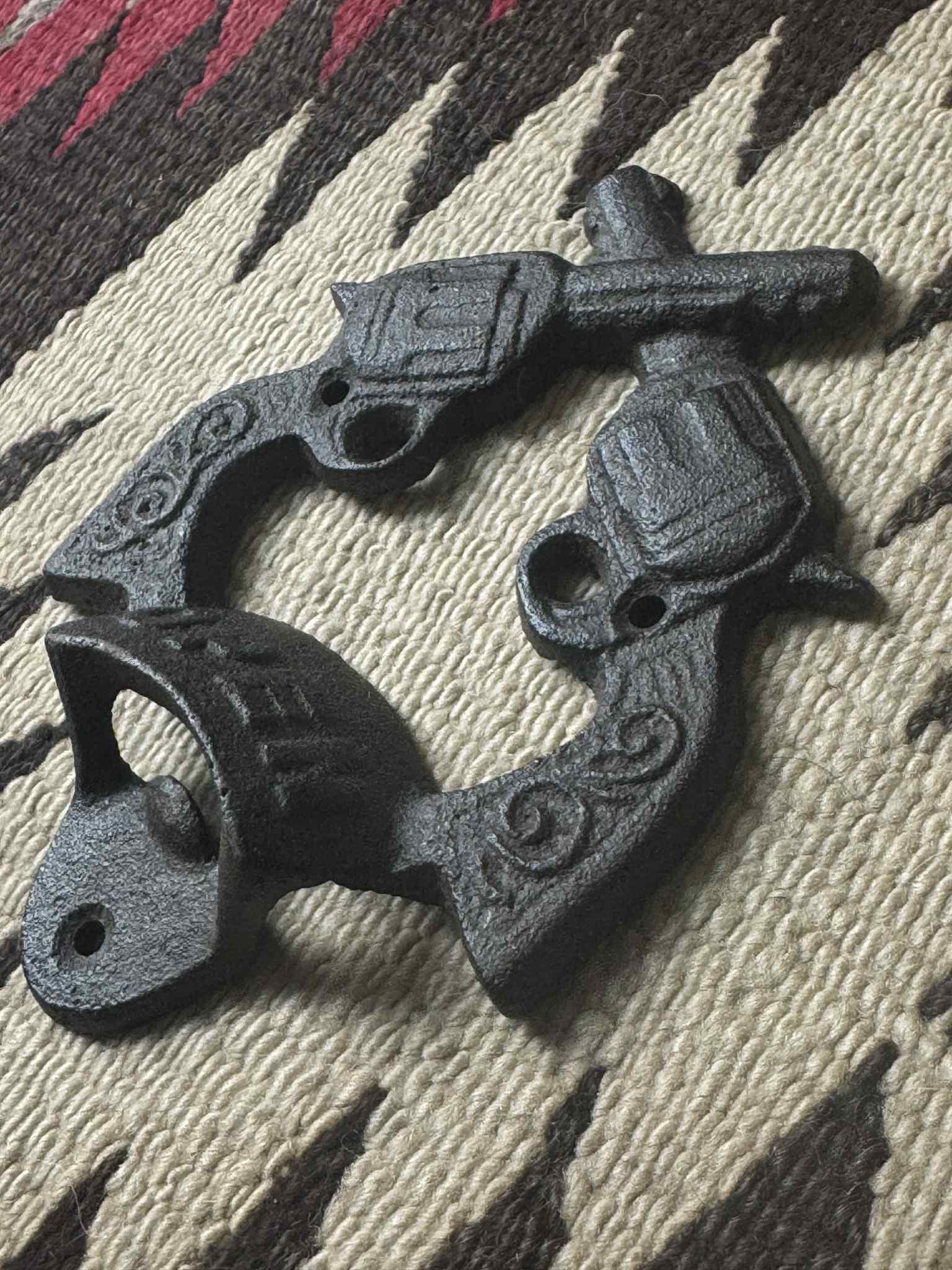 Cast Iron Crossed Pistols Bottle Opener