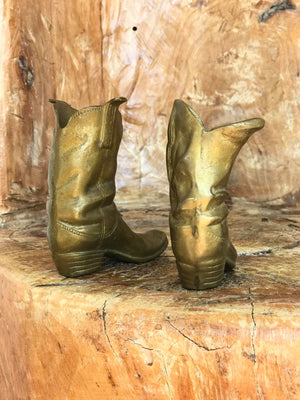 Vintage Brass Cowboy Boots