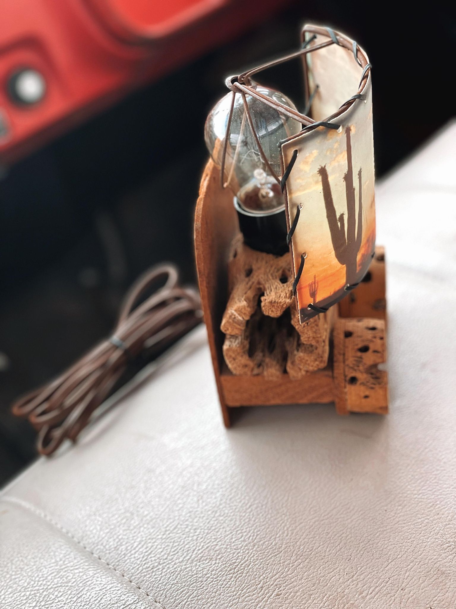 Vintage Cholla Wood Wagon Lamp