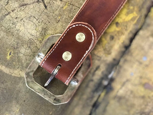 Hand Carved Belt with Solid Brass Buckle