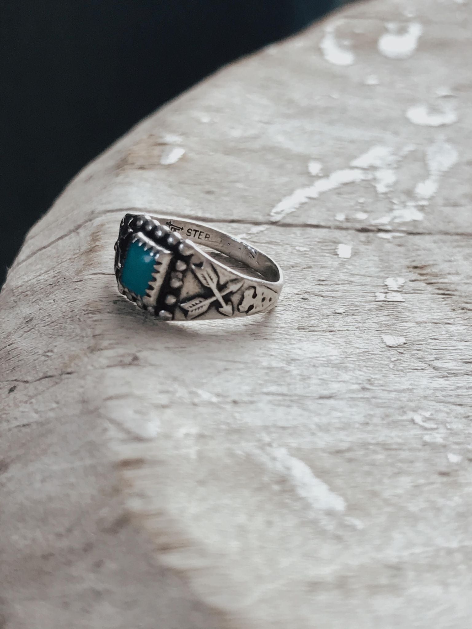 Vintage Turquoise and Arrow Ring