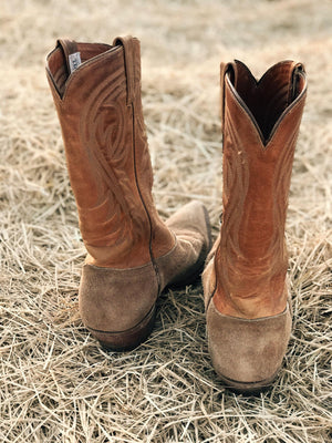 Vintage Tony Lama Rough Out Cowboy Boots
