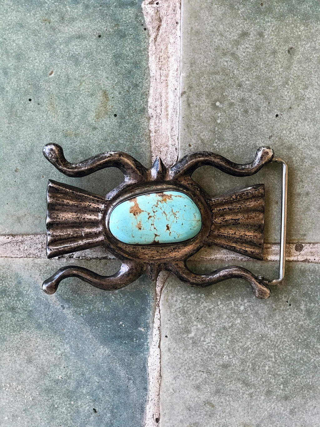 Vintage Navajo Sterling & Turquoise Buckle