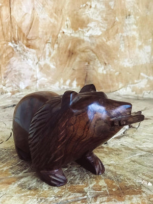 Vintage Ironwood Bear with Fish (small)
