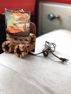 Vintage Cholla Wood Wagon Lamp