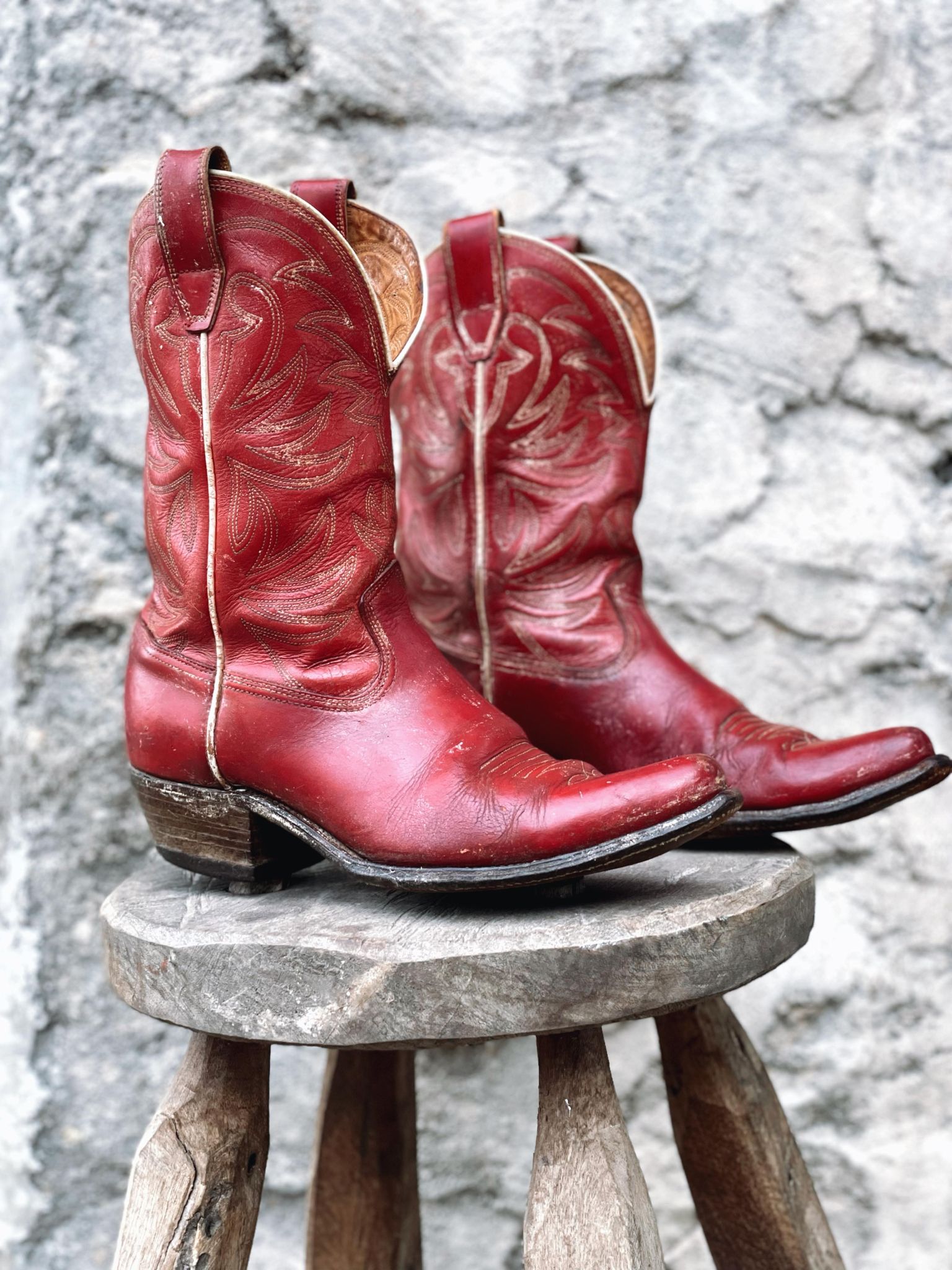 Real Vintage Cowboy Boots, Red Genuine Leather Santiags, Cowgirl Boots,  Vintage 90s Red Cowboy Boots, Western Clothing, Made in Mexico 