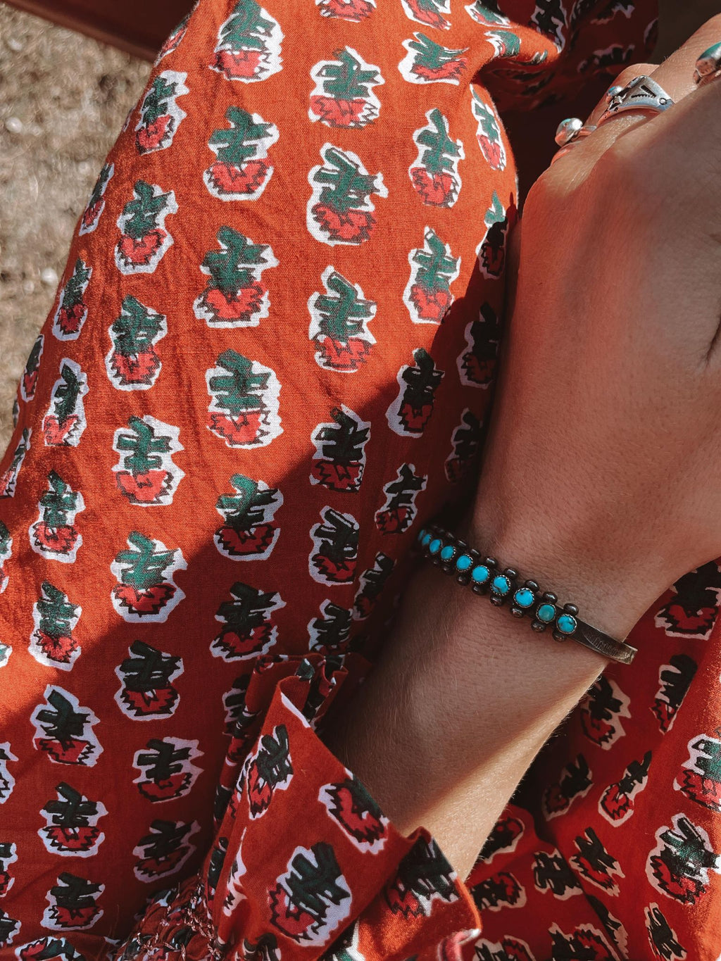 Vintage Navajo Sterling Silver + Turquoise Cuff