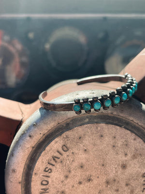 Vintage Navajo Sterling Silver + Turquoise Cuff