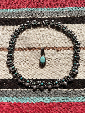 Vintage Sterling Silver Turquoise Choker