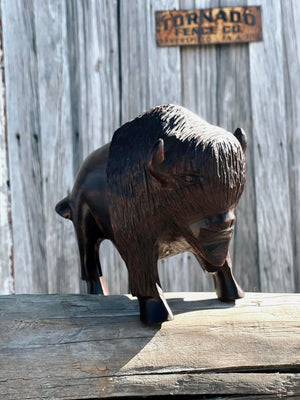 Vintage Hand Carved Ironwood Buffalo