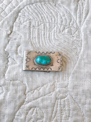 Vintage Money Clip with Turquoise