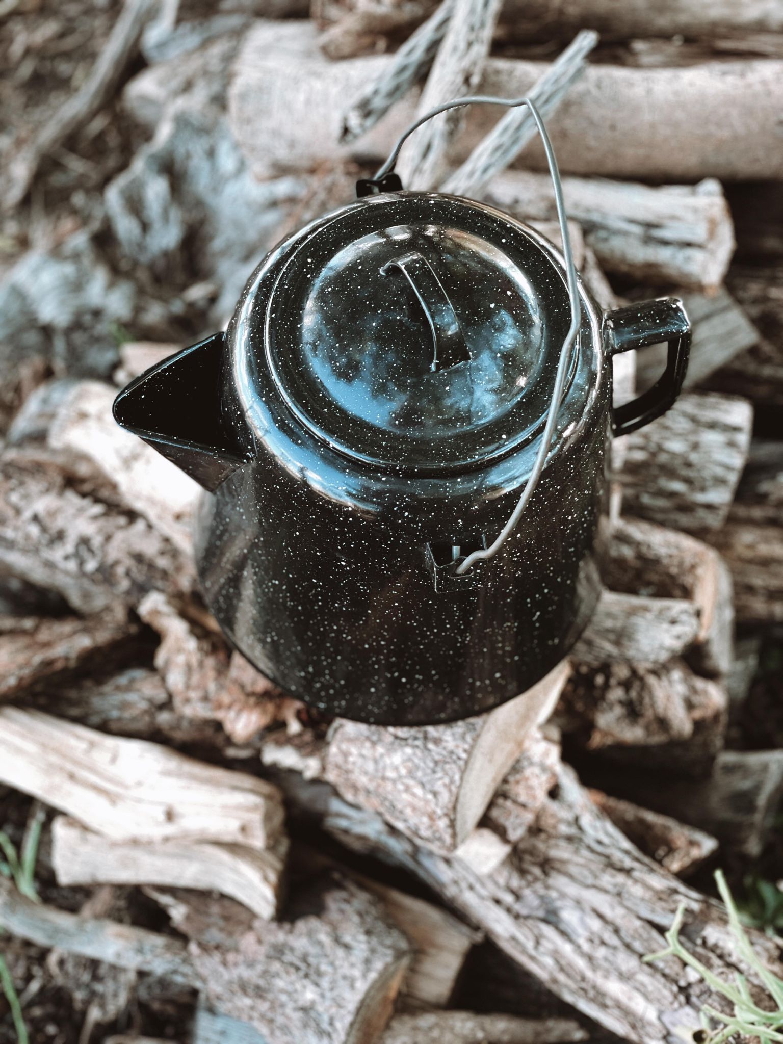 Vintage Aluminum Cowboy Coffee Pot Percolator Camping Camp Stove -   Log Cabin Decor