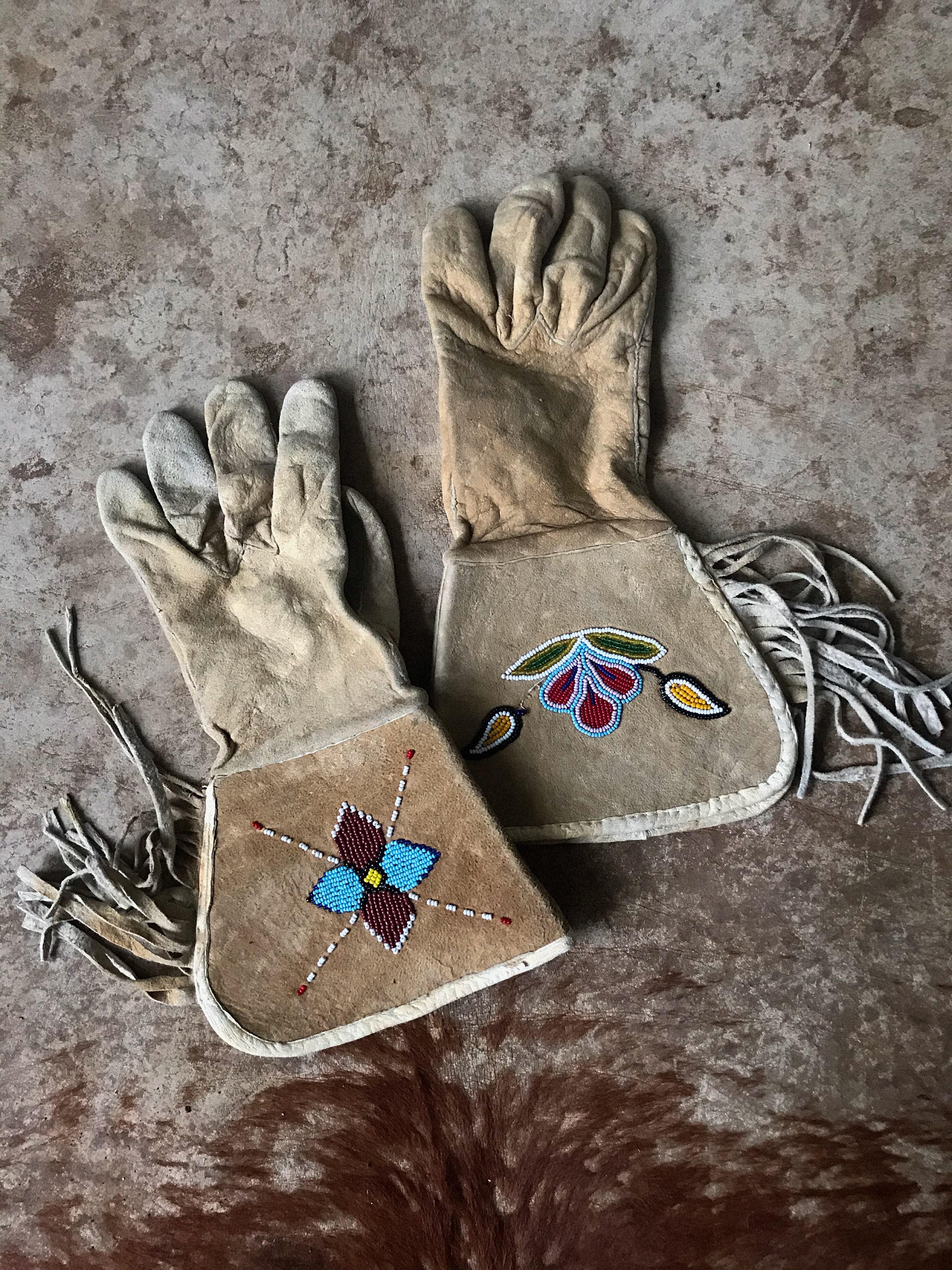 Antique Beaded Gauntlet Gloves