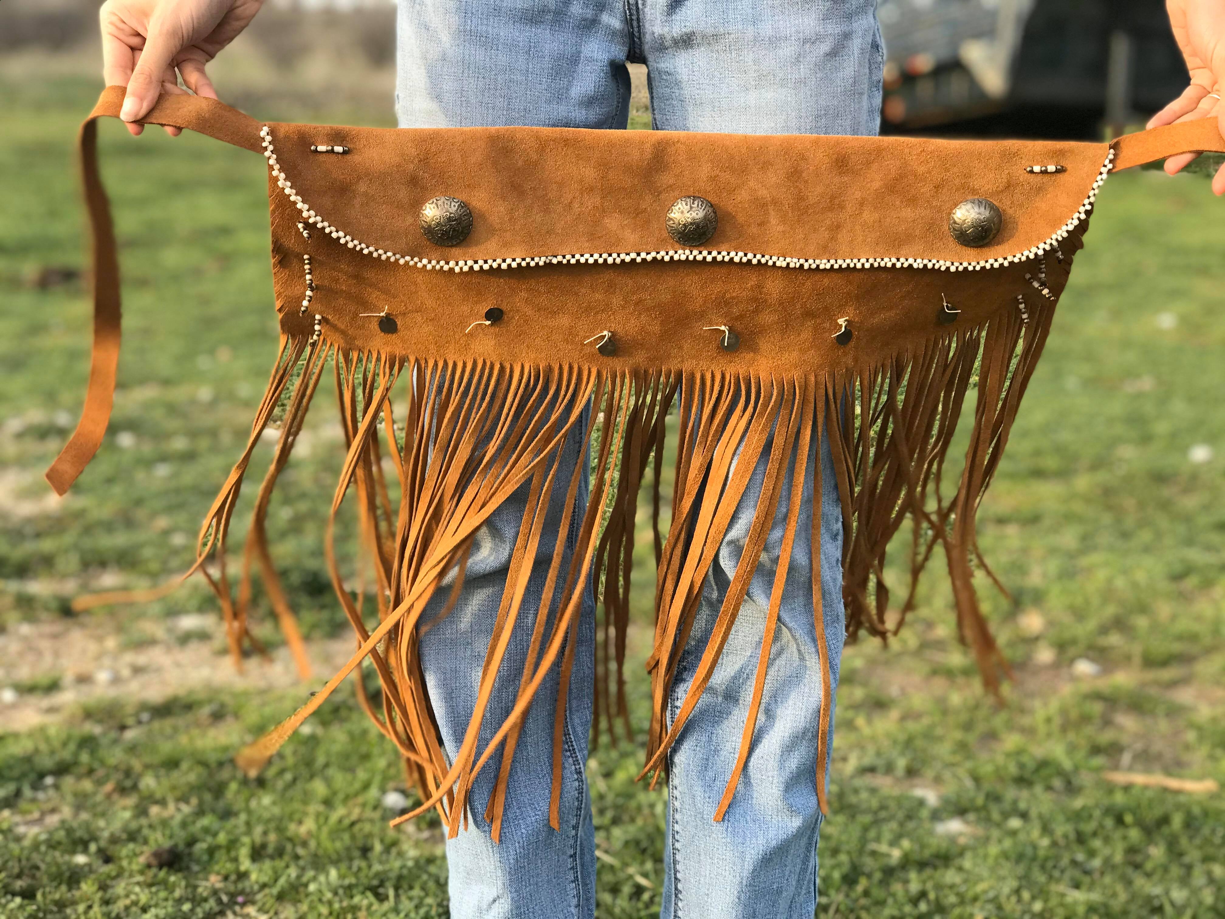 Fringe Apron with German Silver Conchos